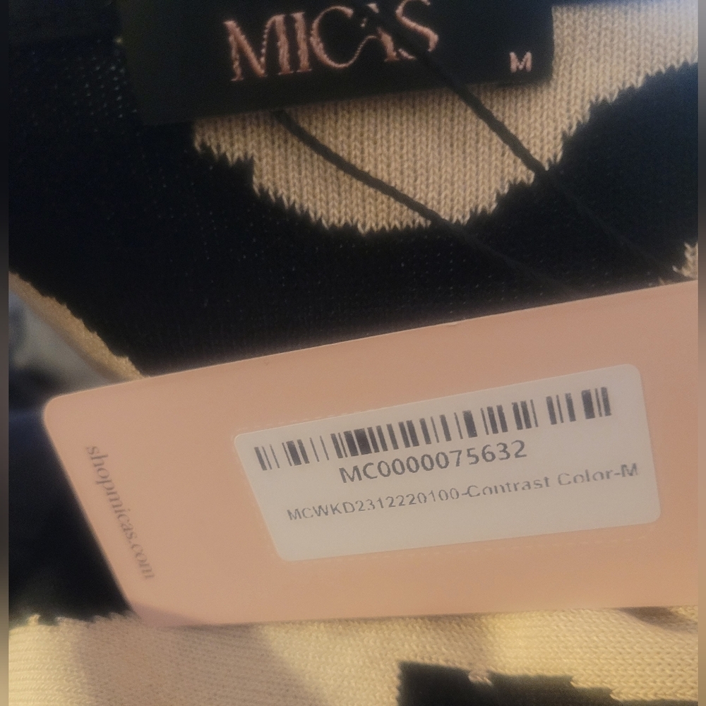 MICAS Black and Cream Zebra Print Sleevelesa Knit Mini Dress. Size M NWT - Picture 4 of 5